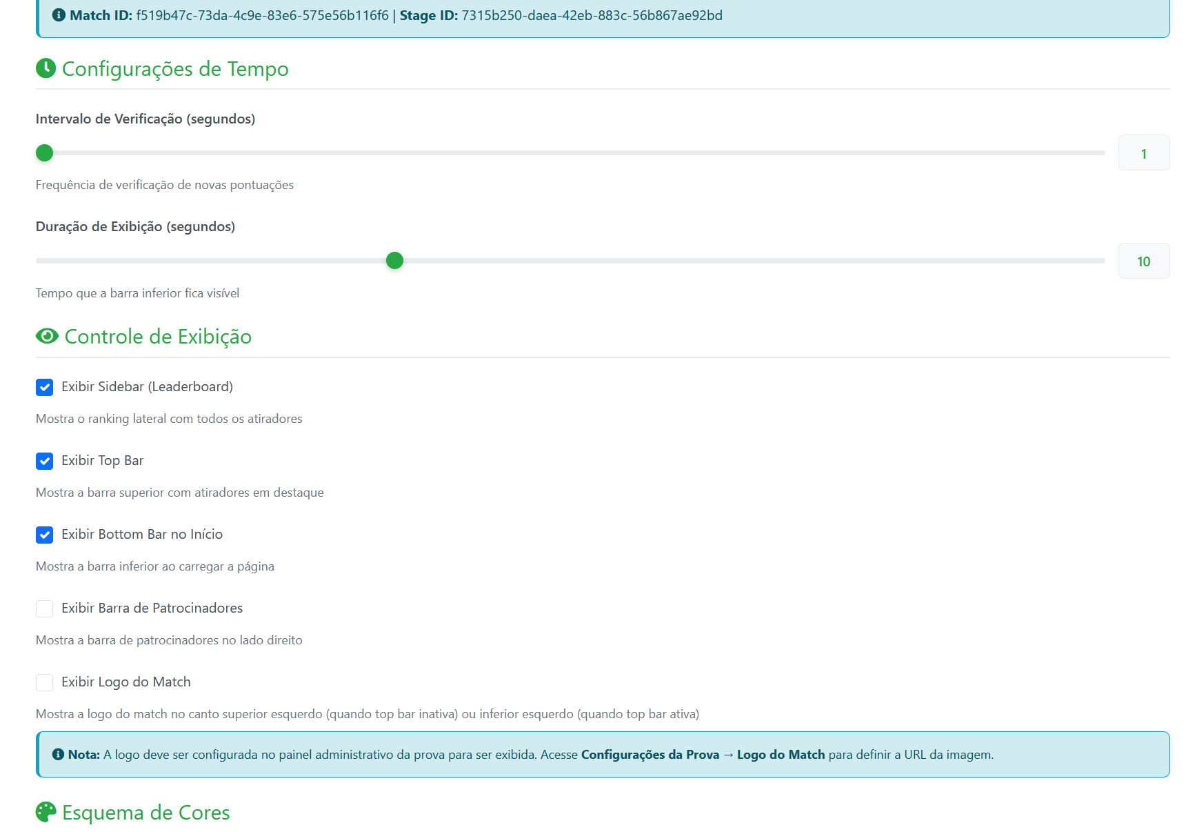 Controles de visualización — sidebar, top bar, patrocinadores y logo