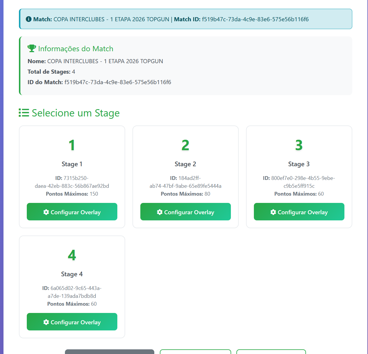 Selecciona la pista y haz clic en Configurar Overlay en el hotsite